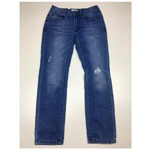 HUDSON Kids Girls Med/Light Wash Distressed Adj Waist 5Pocket Logo Button Jeans